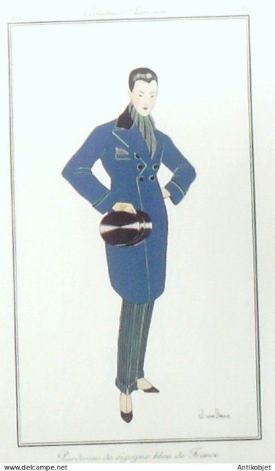 Gravure de mode Costume Parisien 1914 pl.136 VAN BROCK Jan Pardessus