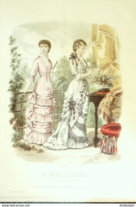 Gravure de mode La Mode illustrée 1880 n°45 (Maison Bréant-Castel)