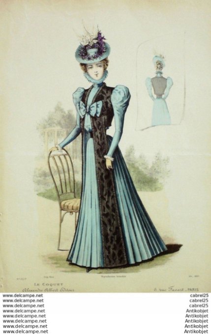 Gravure Mode Le Coquet 1897 # 34 (Old Fashion plate)