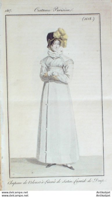 Gravure de mode Costume Parisien 1817 n°1618 Carrick de drap