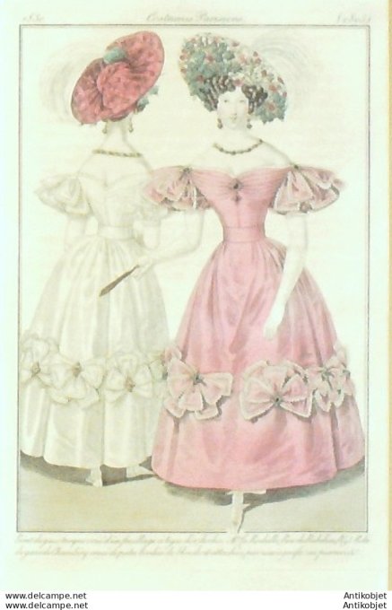 Costume Parisien 1830 # 2805 Robe de gaze Chambéry orné