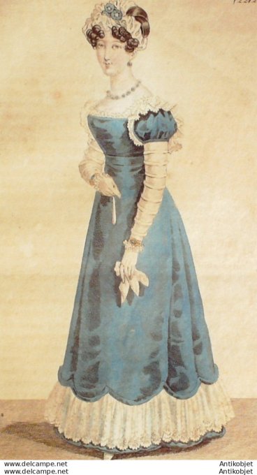 Costume Parisien 1824 # 2212 Robe velours & gaze