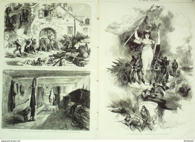 Le Monde illustré 1870 n°709 Bourget (93) Résistance de Paris Soissons (02) Requiem de Chérubini