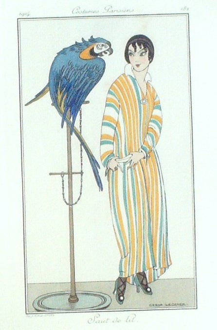 Wegener Gerda Pochoir Mode Art Deco n° 182-1914 Journal des Dames tres rare