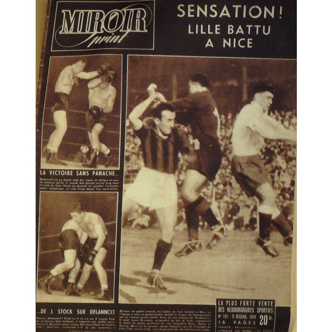 Miroir Sprint 1952 #  182 5 Déc Delannoit/Stock Clavel Lille/Nice Angleterre Ke Havre