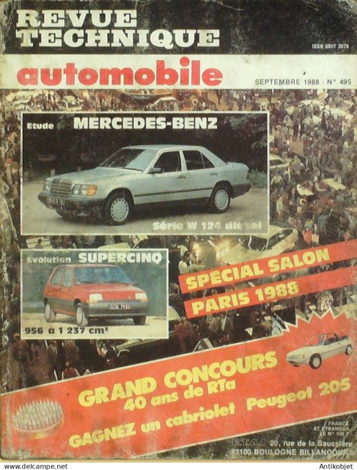 Revue Tech. Automobile 1988 n°495 Mercedes-Benz 300D W 124 D Renault supercinq