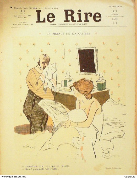 Le Rire 1909 n°358 Galanis Pourriol Hémard Markous Delaw Goussé Hémard Florès Ibels