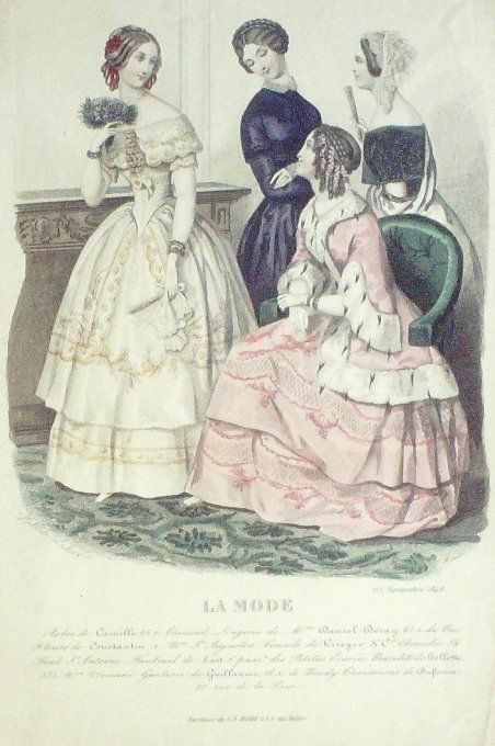 Gravure La mode 1848 # 11 (aquarelle old Fashion plate)