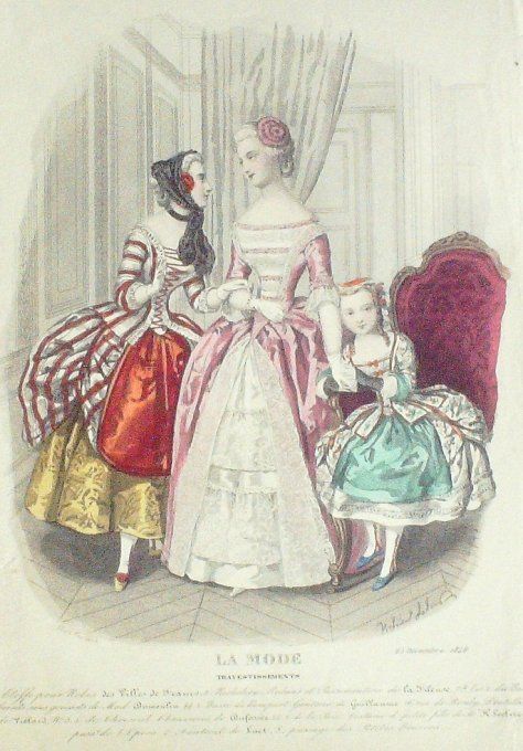Gravure La mode 1848 # 12 (aquarelle old Fashion plate) 