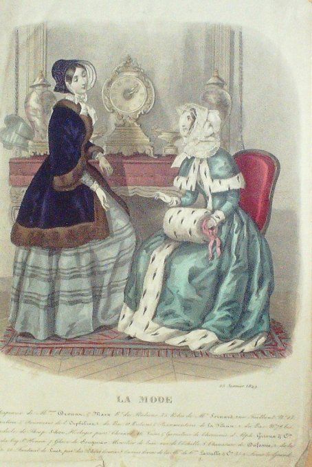 Gravure La mode 1849 #  2 (aquarelle old Fashion plate)  