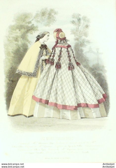 Gravure Les Modes Parisiennes 1860 # 912 Peignoir pardessus Maison Ghys