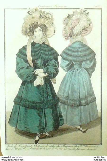 Gravure Mode Costume Parisien 1829 # 2688 (eau forte old Fashion plate