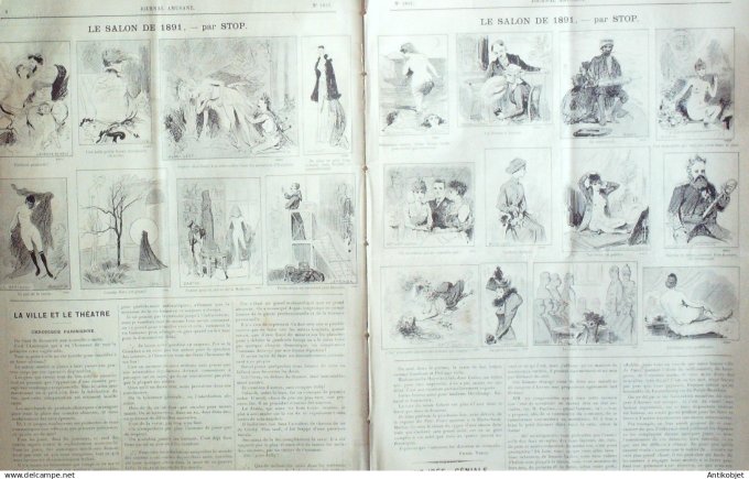 Le Journal Amusant 1891 n°1811 Bons fumistes avenue du bois mendiants fin de siècle