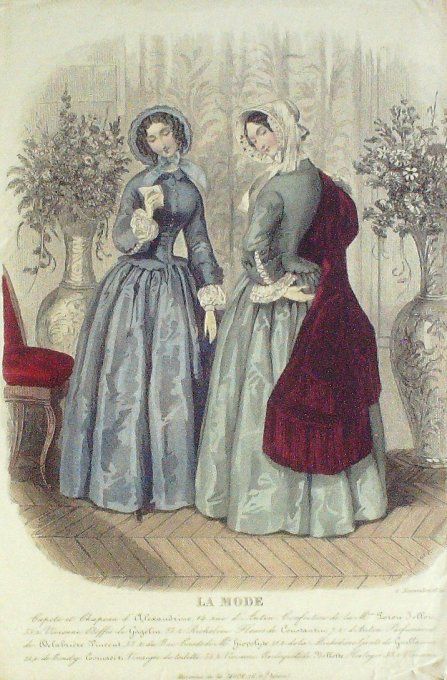Gravure La mode 1850 # 11 (aquarelle old Fashion plate) 
