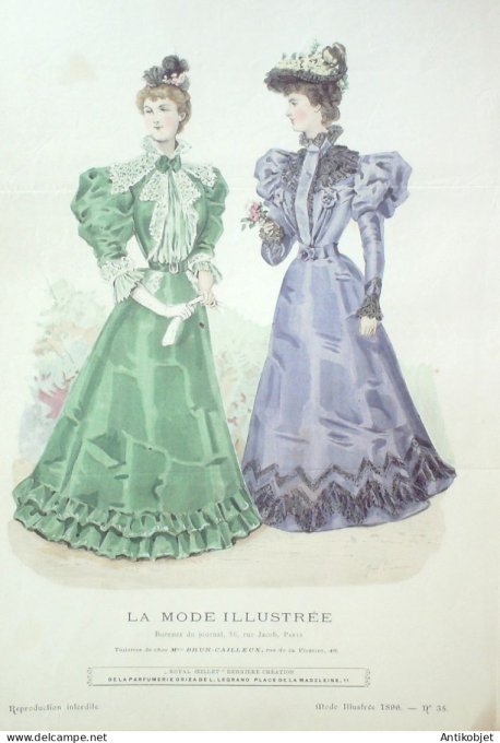 Gravure Mode illustree 1896 # 35 (Old Fashion plate) RARE