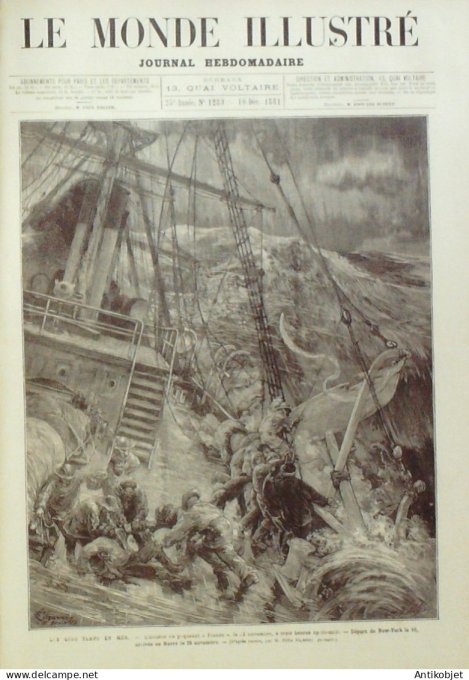 Le Monde illustré 1881 n°1289 Paquebot France Egypte Le Caire Tunisie Oued-el-Athol