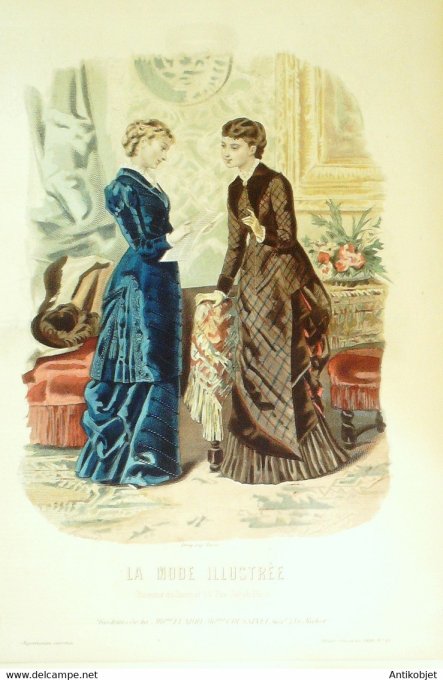 Gravure de mode La Mode illustrée 1880 n°46 (Maison Coussinet-Fladry)