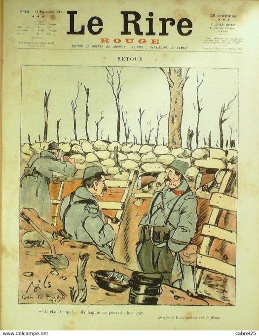 Le Rire Rouge 1915 n°  44 Bils Delaw Roussau Laborde Pavis Métivet Vidaillet Bernard