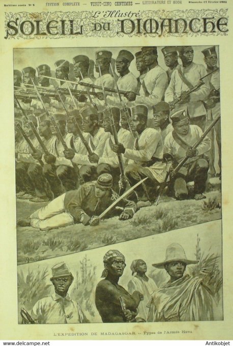 Soleil du Dimanche 1895 n° 7 Madagascar Armée Hova Besnard Maréchal Canrobert