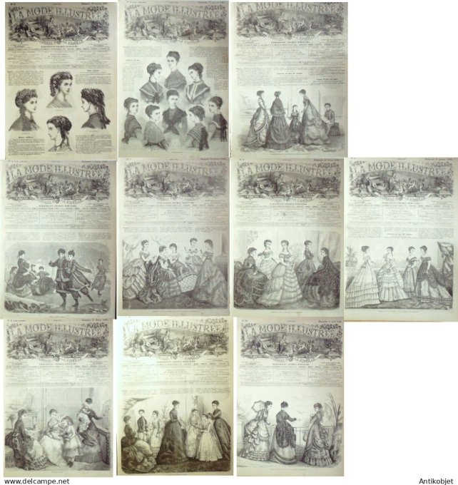 Mode illustree  1869 Lot de 10 journaux