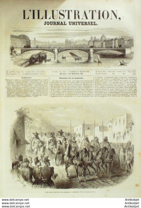 L'Illustration 1850 n°369 Algérie TANTALLAU CANTY BAY Turquie CONSTANTINE chefs arabes