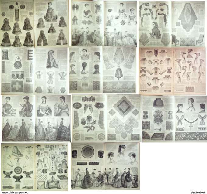 Mode illustree  1869 Lot de 10 journaux
