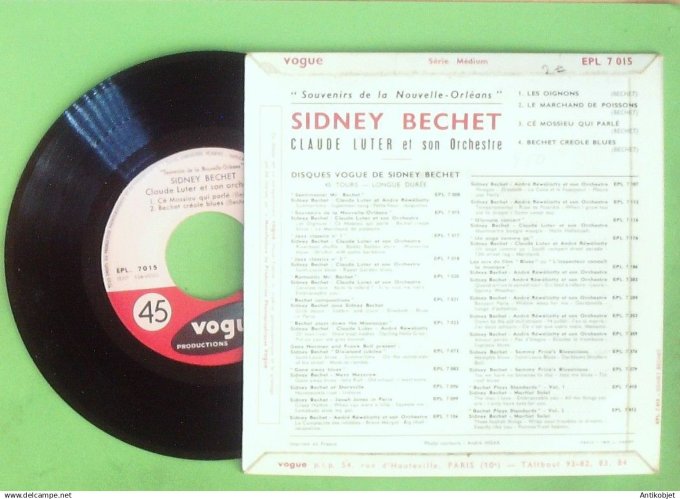 Bechet Sidney 45T EP Les oignons 1961