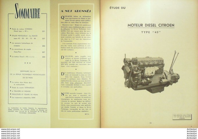 R.T Automobile Buick Types 40 50 60 70 90 Citroen diésel 45 38 # 1949