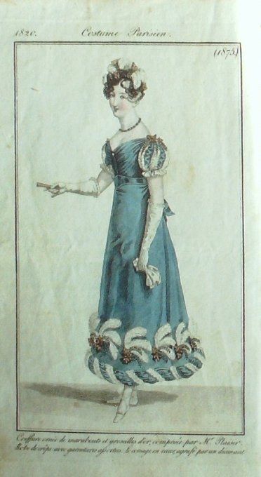 Gravure Mode Costume Parisien 1820 # 1875 (eau forte old Fashion plate