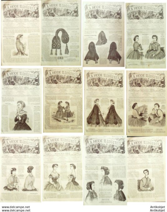 Mode illustree 1865 Lot de 12 journaux