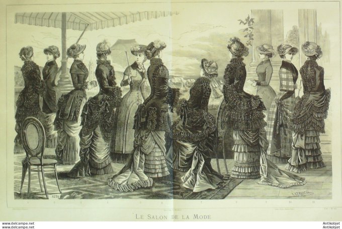 Gravure de mode La Saison 1882 (maison Vidal) Toilettes d'été