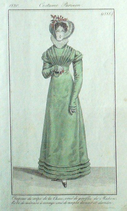 Gravure Mode Costume Parisien 1820 # 1888 (eau forte old Fashion plate