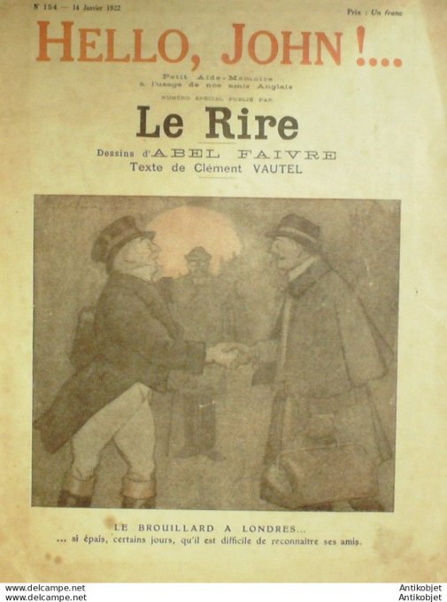 Le Rire 1922-01-14 # 154 Journal humoristique Ed.Originale Preservatif de guerre