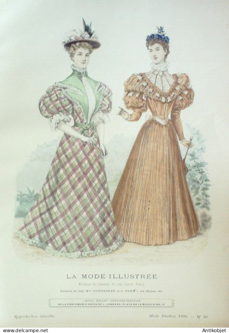 Gravure Mode illustree 1896 # 28 (Old Fashion plate) RARE