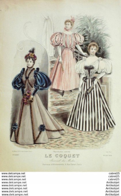Gravure Mode Le Coquet 1895 # 49 (Old Fashion plate)