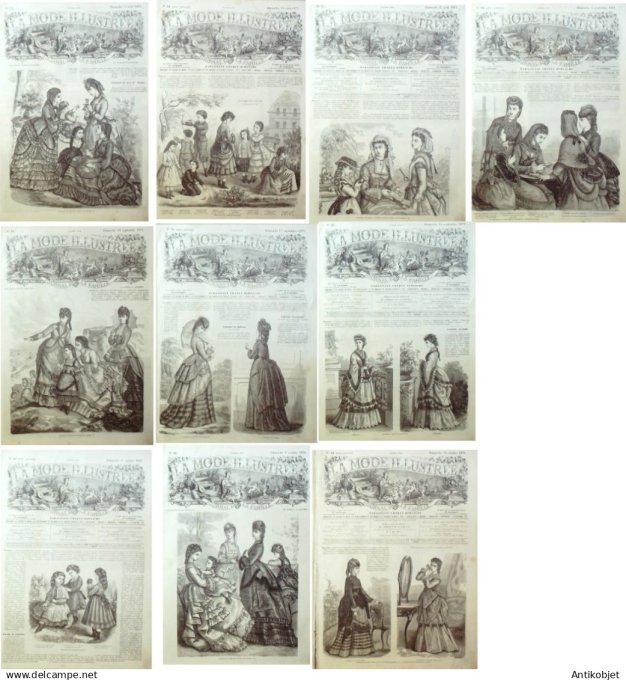 Mode illustree  1871 Lot de 10 journaux