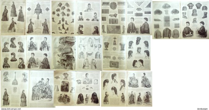 Mode illustree  1871 Lot de 10 journaux