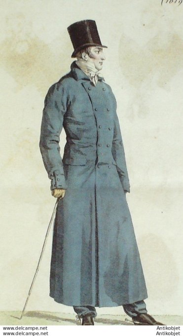 Gravure de mode Costume Parisien 1817 n°1619 Pantalon à la Russe homme