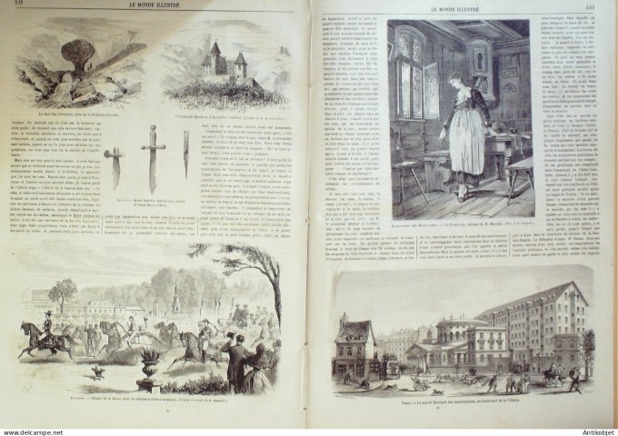 Le Monde illustré 1866 n°476 Italie Turin Scafati Chili Valparaiso Bridoire Rochefort (73) Epsom Der