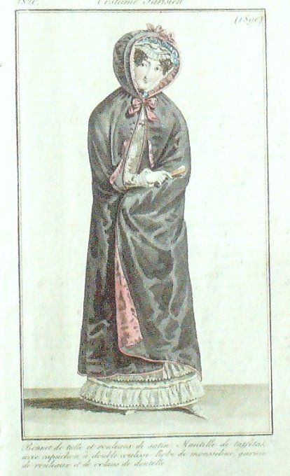 Gravure Mode Costume Parisien 1820 # 1890 (eau forte old Fashion plate