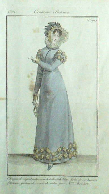Gravure Mode Costume Parisien 1820 # 1891 (eau forte old Fashion plate