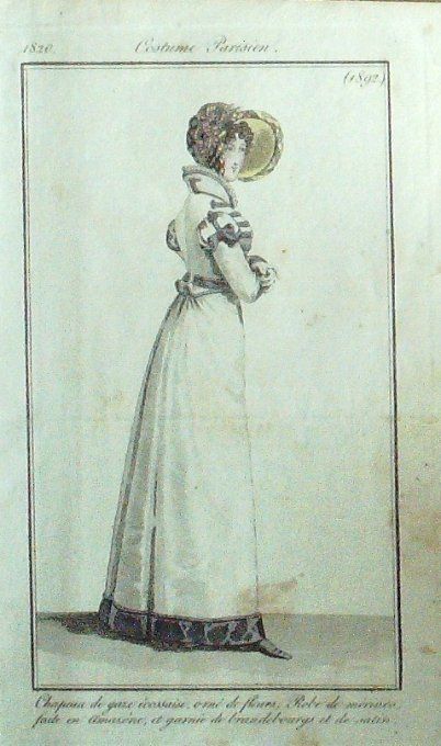 Gravure Mode Costume Parisien 1820 # 1892 (eau forte old Fashion plate