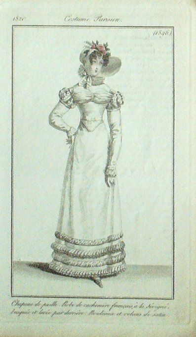 Gravure Mode Costume Parisien 1820 # 1896 (eau forte old Fashion plate