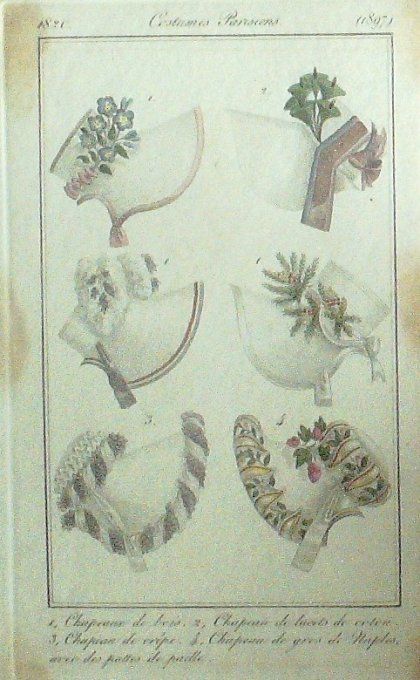 Gravure Mode Costume Parisien 1820 # 1897 (eau forte old Fashion plate