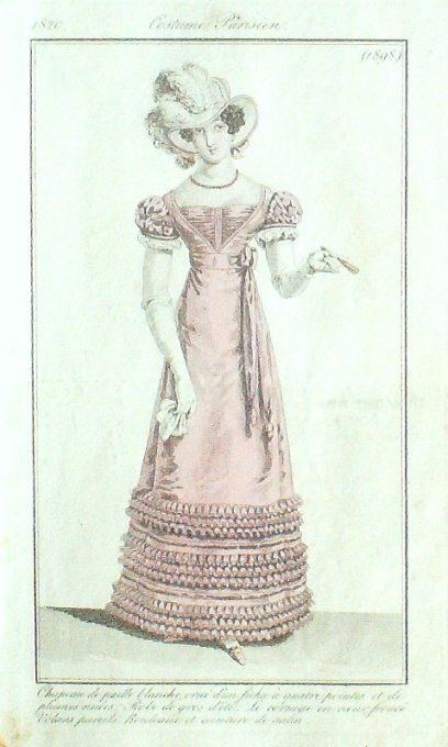 Gravure Mode Costume Parisien 1820 # 1898 (eau forte old Fashion plate