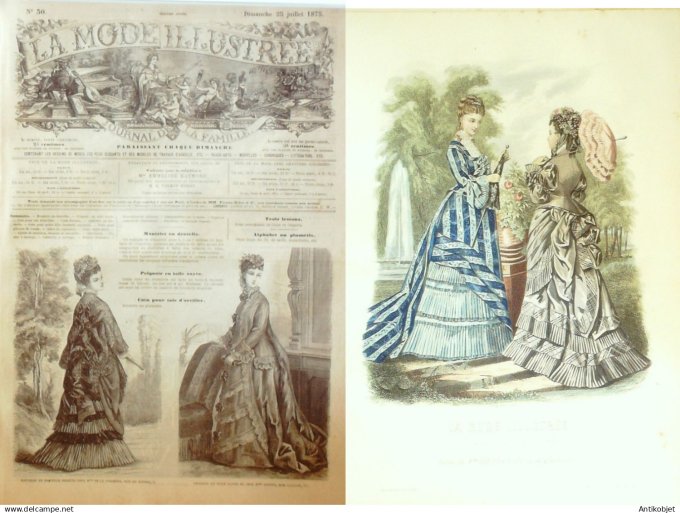 La Mode illustrée journal + gravure associée 1875 # 30