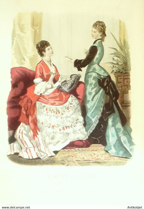Gravure de mode La Mode illustrée 1876 n°07 (Maison Bréant-Castel)