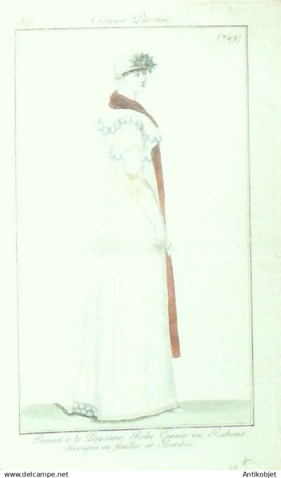Costume Parisien 1806 # 749 (eau forte) Robe garnie de rubans