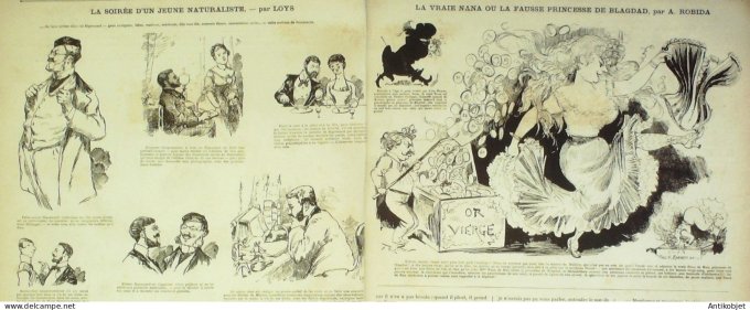 La Caricature 1881 #  61 Nana changée en nourrice Princesse de Blagdad Robida Barret Loys