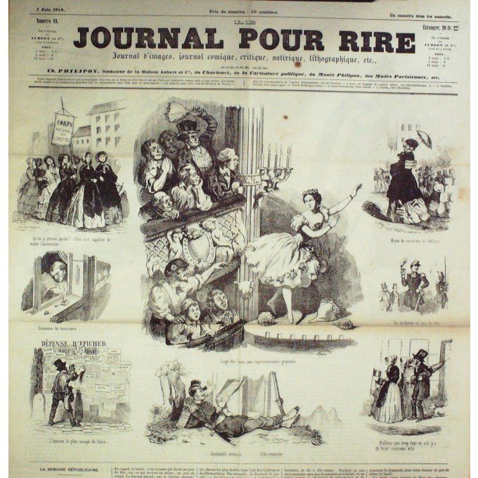 Le Journal pour RIRE 1848 n° 18 MODES PARISIENNES PHILIPON LA FETE MONTA TRAVAILLEU